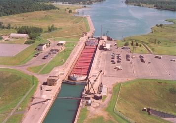 Ship going through the lock